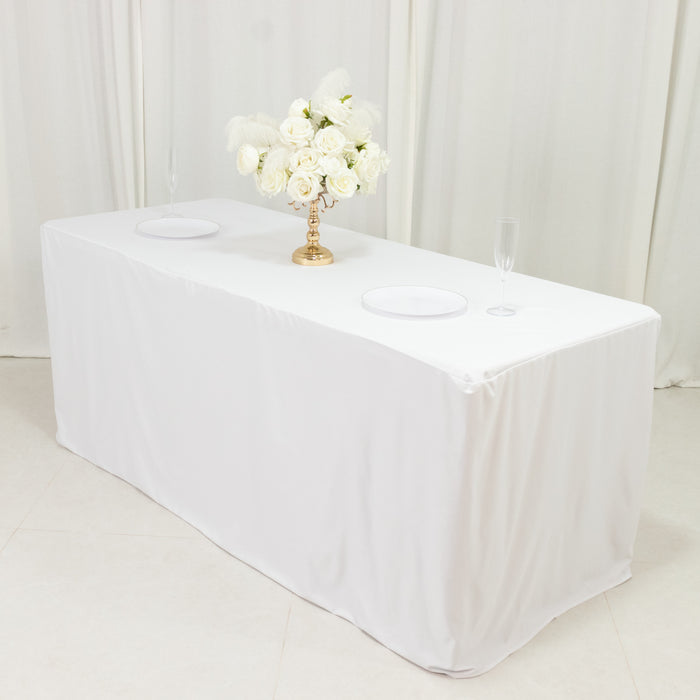 tablecloth, rectangle tablecloth, fitted tablecloth, scuba tablecloth, table linen, polyester table linen#color_white