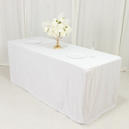 tablecloth, rectangle tablecloth, fitted tablecloth, scuba tablecloth, table linen, polyester table linen#color_white