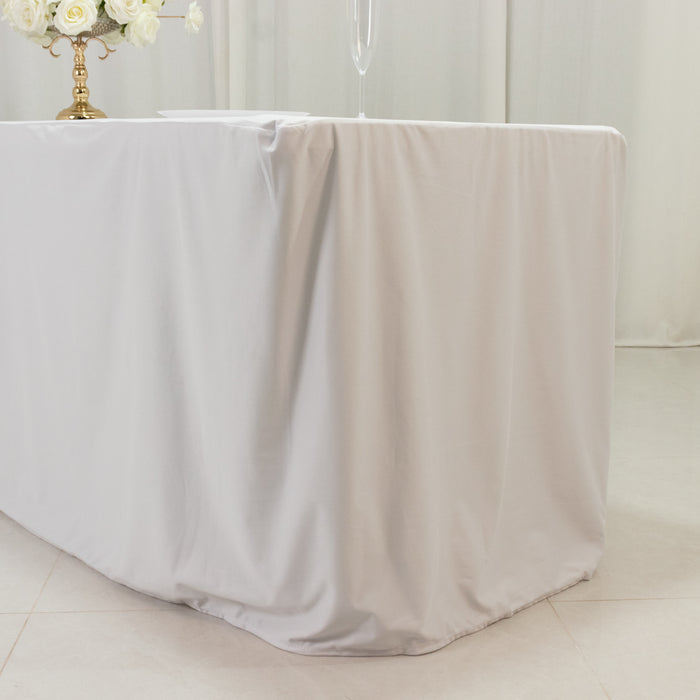 tablecloth, rectangle tablecloth, fitted tablecloth, scuba tablecloth, table linen, polyester table linen, 8ft tablecloth#color_white