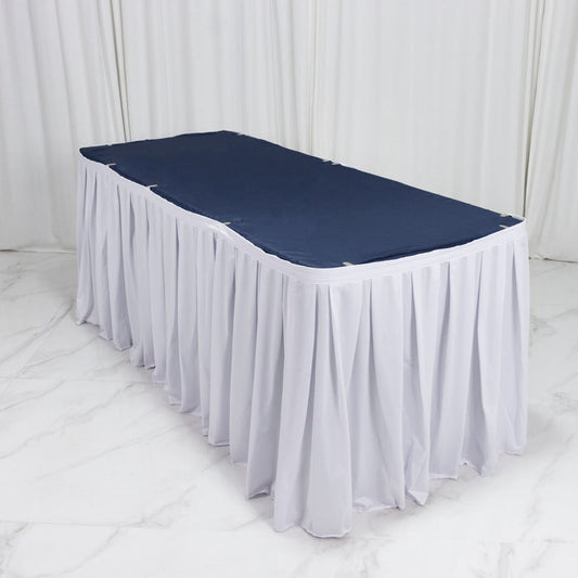 scuba table skirt, shirred pleat table skirt, pleated table skirt, 14ft table skirt, event table skirting, banquet table skirt, polyester table skirt#color_parent