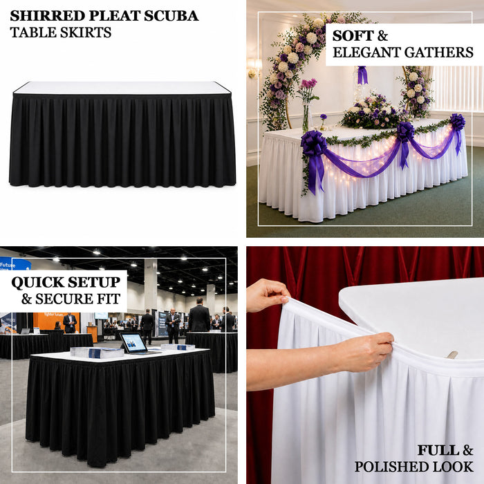 scuba table skirt, shirred pleat table skirt, pleated table skirt, 17ft table skirt, event table skirting, banquet table skirt, polyester table skirt#color_parent
