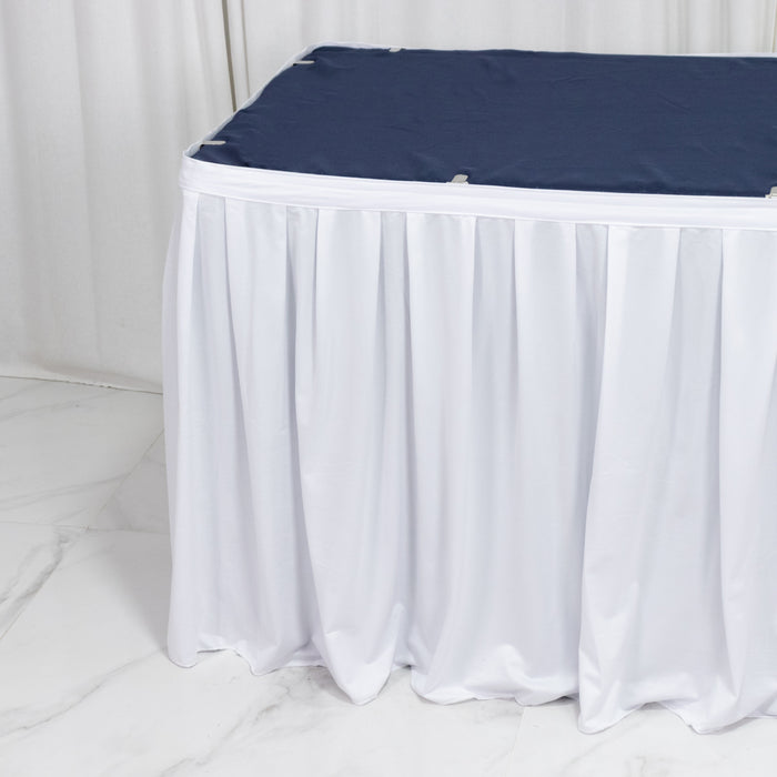 scuba table skirt, shirred pleat table skirt, pleated table skirt, 17ft table skirt, event table skirting, banquet table skirt, polyester table skirt#color_parent