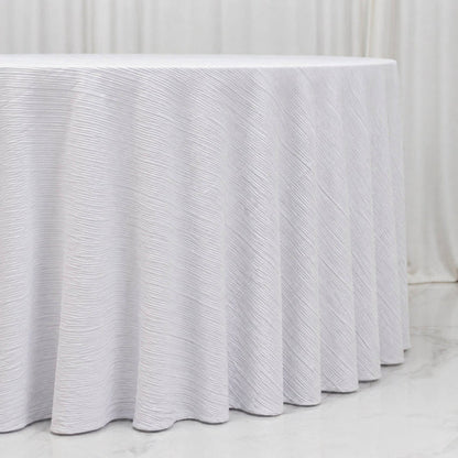 scuba tablecloth, accordion pleated tablecloth, pleated tablecloth, textured tablecloth, wrinkle free tablecloth#color_white