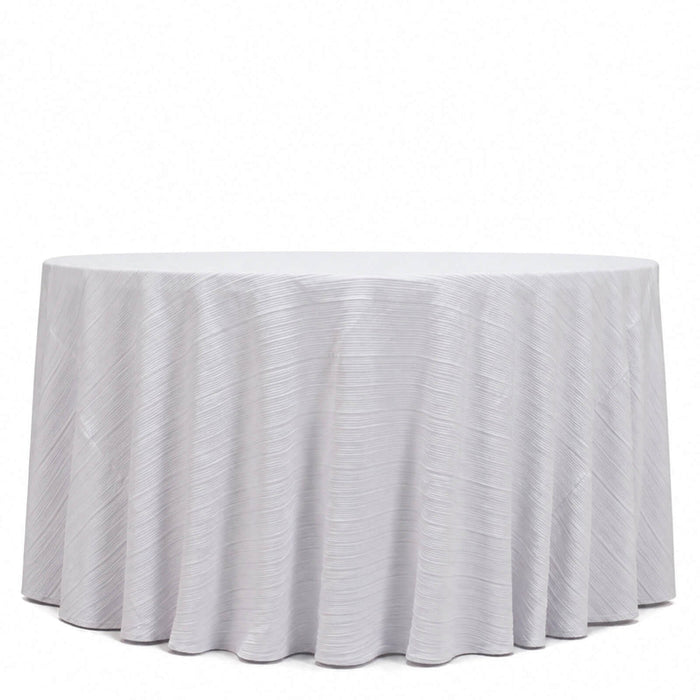 scuba tablecloth, accordion pleated tablecloth, pleated tablecloth, textured tablecloth, wrinkle free tablecloth#color_white