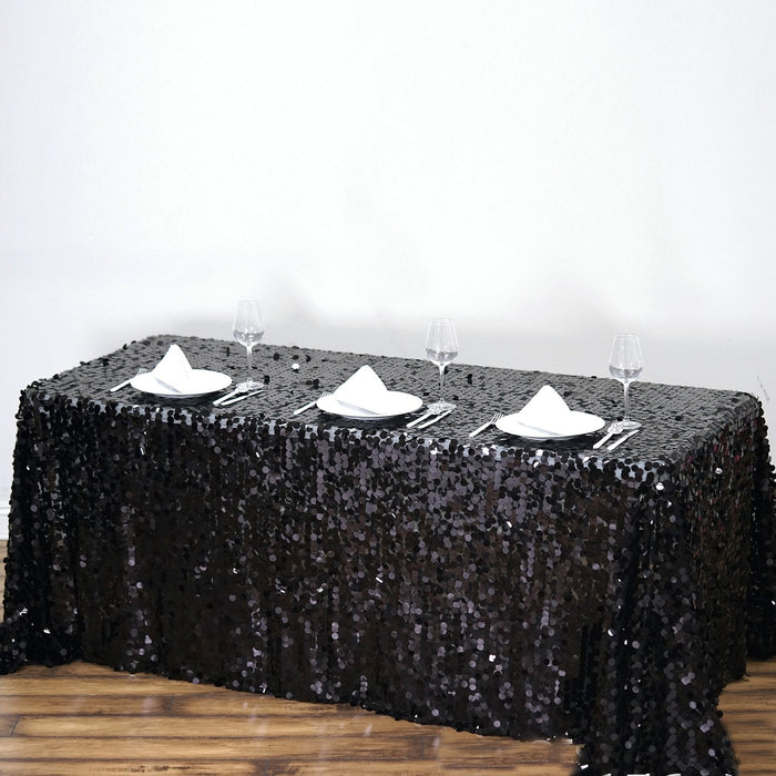 rectangle tablecloth, sequin tablecloth, 90 x 156 tablecloth, glitter tablecloth, decorative table covers#color_black