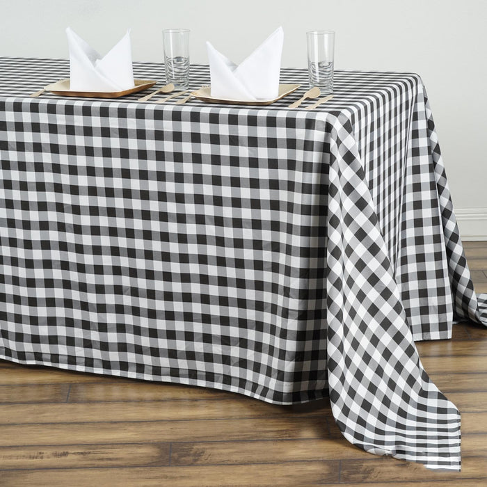 polyester tablecloths, polyester rectangle tablecloths, checkered tablecloth, buffalo plaid tablecloth, buffalo check tablecloth#color_black