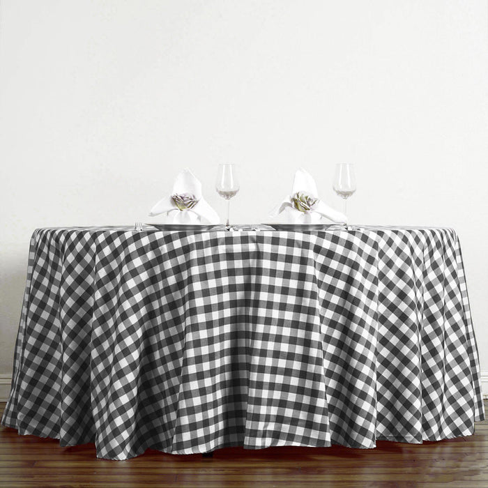 polyester tablecloths, round polyester tablecloths, checkered tablecloth, buffalo plaid tablecloth, buffalo check tablecloth#color_black