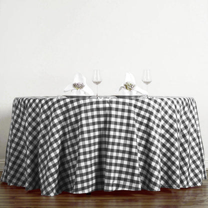 polyester tablecloths, round polyester tablecloths, checkered tablecloth, buffalo plaid tablecloth, buffalo check tablecloth#color_black