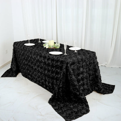rectangle tablecloth, Satin tablecloth, rosette tablecloth, 90x132 tablecloth, decorative table covers#color_black