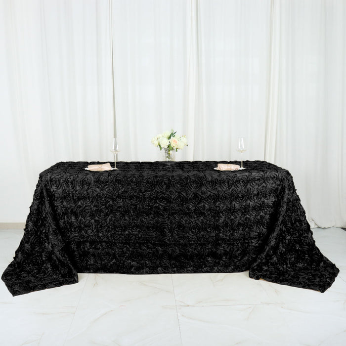 rectangle tablecloth, Satin tablecloth, rosette tablecloth, 90x132 tablecloth, decorative table covers#color_black