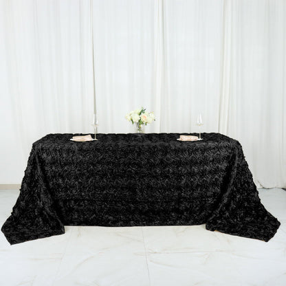 rectangle tablecloth, Satin tablecloth, rosette tablecloth, 90x132 tablecloth, decorative table covers#color_black