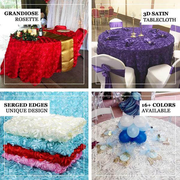 round tablecloth, Satin tablecloth, rosette tablecloth, 120 inch round tablecloth, decorative table covers#color_parent