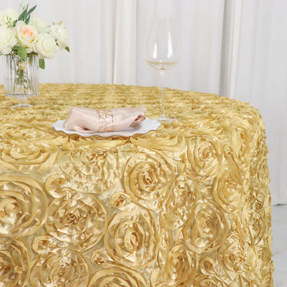 round tablecloth, Satin tablecloth, rosette tablecloth, 120 inch round tablecloth, decorative table covers#color_champagne