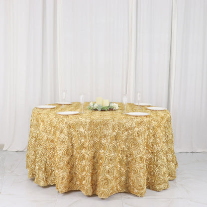 round tablecloth, Satin tablecloth, rosette tablecloth, 120 inch round tablecloth, decorative table covers#color_champagne
