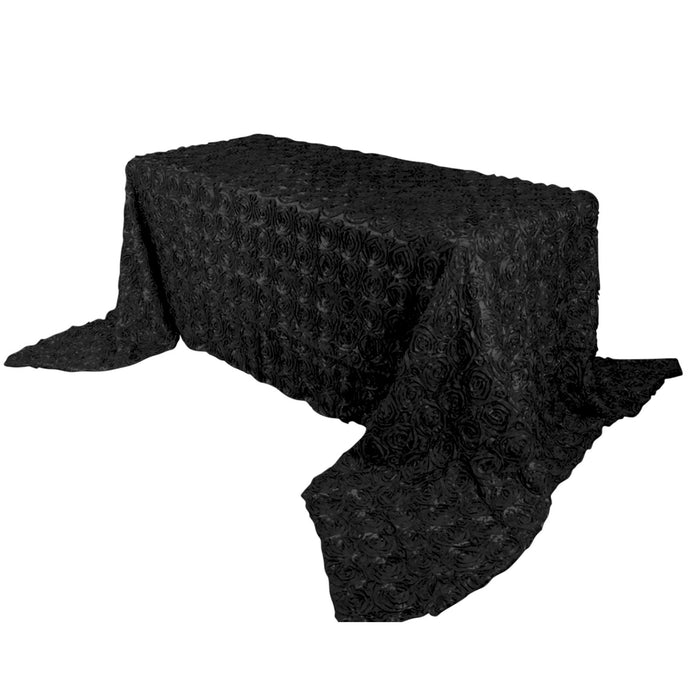 satin, rectangle tablecloth, rosette tablecloth, 90x156 tablecloth, table covers#color_black