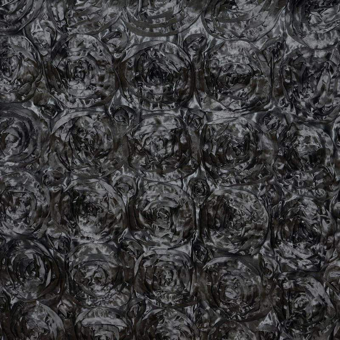 rectangle tablecloth, Satin tablecloth, rosette tablecloth, 90 x 156 tablecloth, decorative table covers#color_black