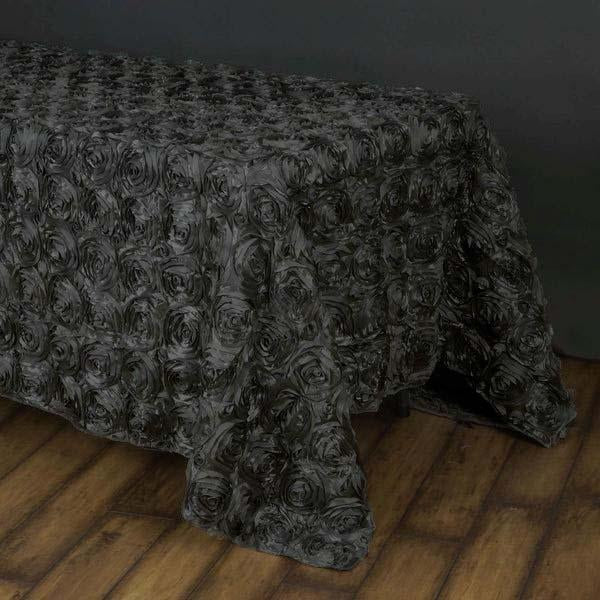 rectangle tablecloth, Satin tablecloth, rosette tablecloth, 90 x 156 tablecloth, decorative table covers#color_charcoal-gray