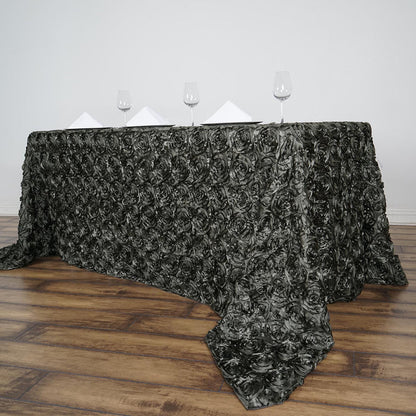 rectangle tablecloth, Satin tablecloth, rosette tablecloth, 90 x 156 tablecloth, decorative table covers#color_charcoal-gray