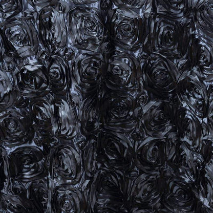 round tablecloth, Satin tablecloth, rosette tablecloth, 132 inch round tablecloth, decorative table covers#color_black