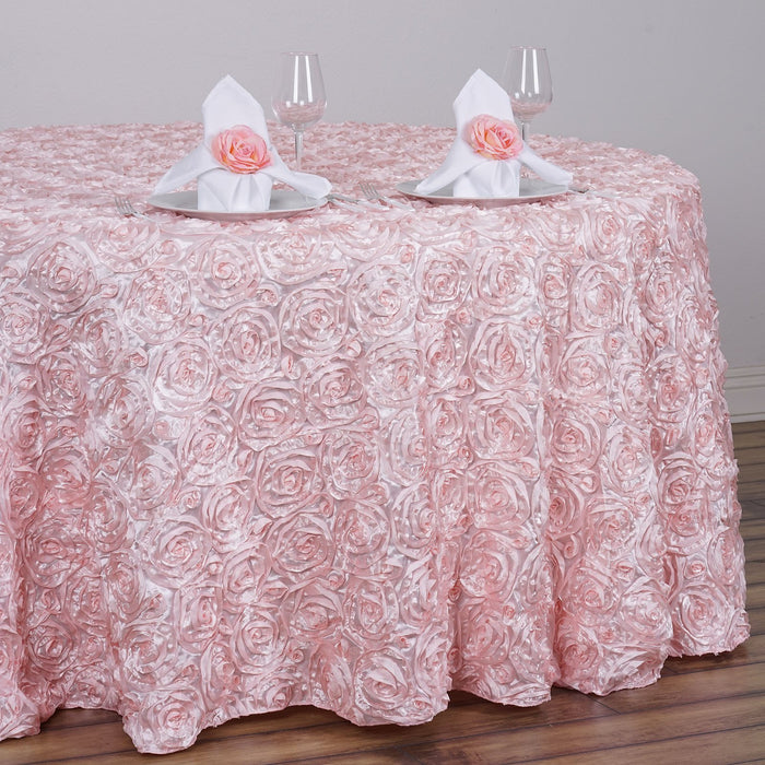 round tablecloth, Satin tablecloth, rosette tablecloth, 132 inch round tablecloth, decorative table covers#color_blush
