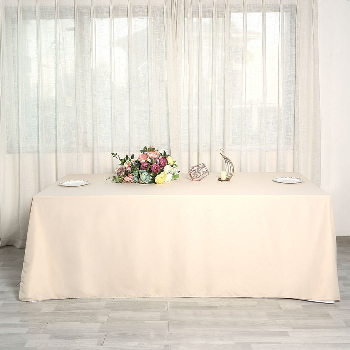 polyester tablecloths, polyester rectangle tablecloths, decorative table covers, dining table cloth, 90 x 156 tablecloth#color_beige