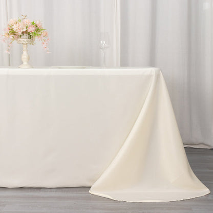 polyester tablecloths, polyester rectangle tablecloths, 90x132 tablecloth, decorative table covers, dining table cloth#color_ivory