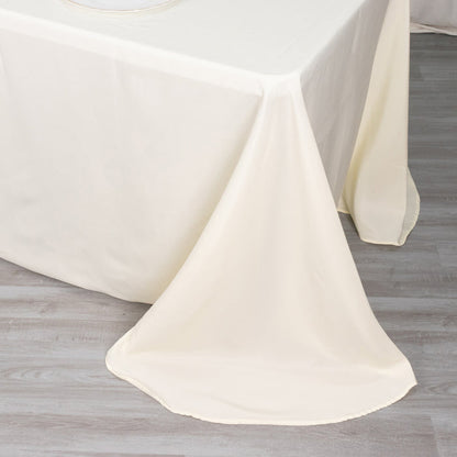 polyester tablecloths, polyester rectangle tablecloths, 90x132 tablecloth, decorative table covers, dining table cloth#color_ivory