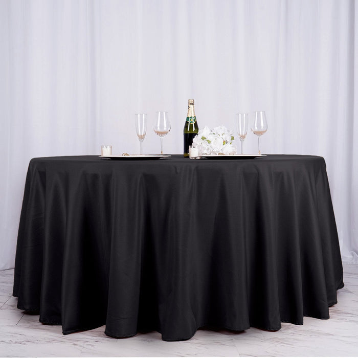 round polyester tablecloths, linentablecloth polyester tablecloth, decorative table covers, stain resistant tablecloth, 132 inch round tablecloth#color_black