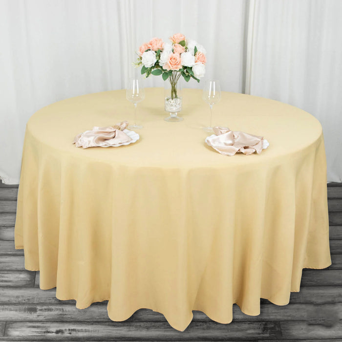 round polyester tablecloths, linentablecloth polyester tablecloth, decorative table covers, heavy duty tablecloth, 120 inch round tablecloth#color_champagne
