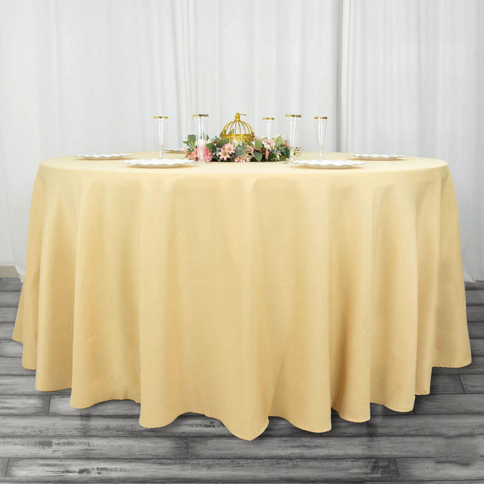 round polyester tablecloths, linentablecloth polyester tablecloth, decorative table covers, heavy duty tablecloth, 120 inch round tablecloth#color_champagne