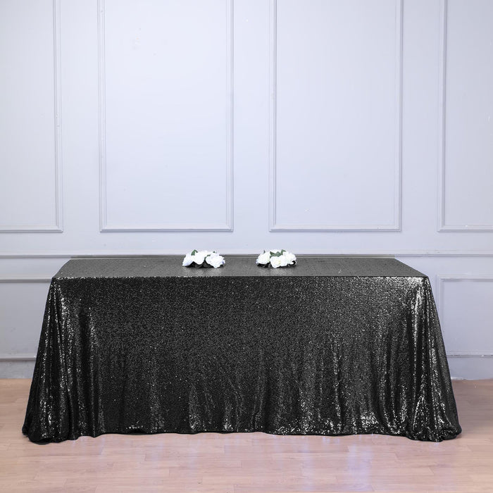 rectangle tablecloth, Sequin Tablecloth, glitter tablecloth, decorative table covers, 90 x 156 tablecloth#color_black