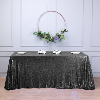 rectangle tablecloth, Sequin Tablecloth, glitter tablecloth, decorative table covers, 90 x 156 tablecloth#color_black