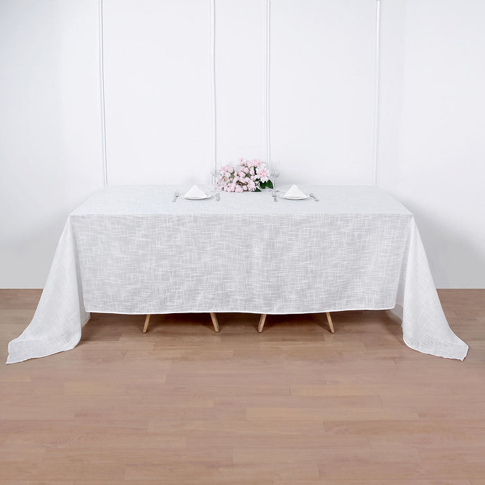 rectangle tablecloth, faux burlap tablecloth, rustic tablecloth, linen like tablecloths, textured tablecloth#color_white