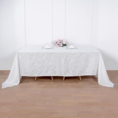 rectangle tablecloth, faux burlap tablecloth, rustic tablecloth, linen like tablecloths, textured tablecloth#color_white