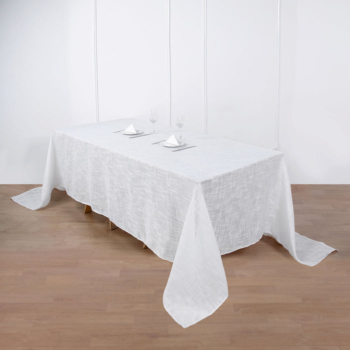 rectangle tablecloth, faux burlap tablecloth, rustic tablecloth, linen like tablecloths, textured tablecloth#color_white