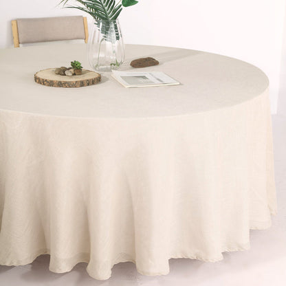 round tablecloth, faux burlap tablecloth, rustic tablecloth, linen like tablecloths, textured tablecloth#color_beige