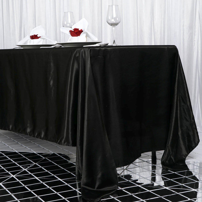 rectangle tablecloth, satin tablecloth, fabric rectangle tablecloth, dining table cloth, rectangle table cover#color_black