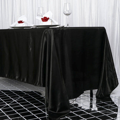 rectangle tablecloth, satin tablecloth, fabric rectangle tablecloth, dining table cloth, rectangle table cover#color_black