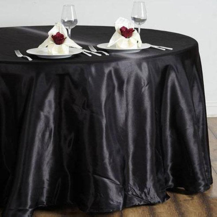 Round Tablecloth, satin tablecloth, decorative round tablecloths, round fabric tablecloths, round table covers#color_black