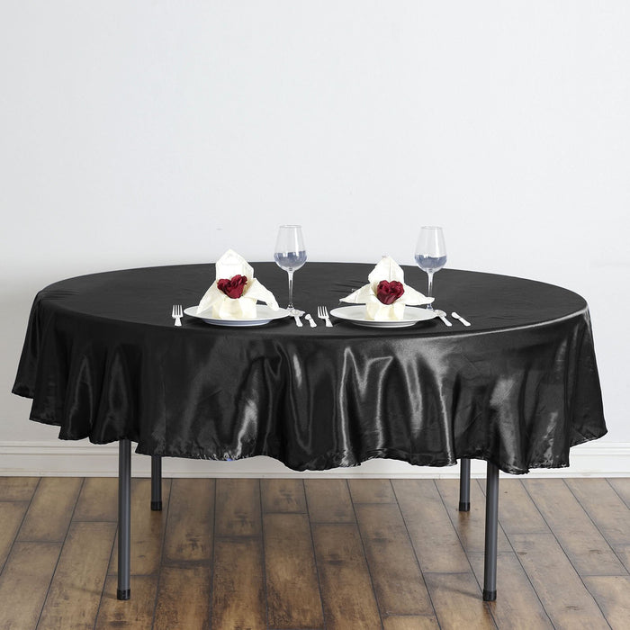 90 inch round tablecloth, satin tablecloth, tablecloth for round table, circular tablecloth, decorative round tablecloths#color_black