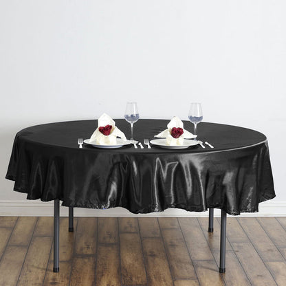 90 inch round tablecloth, satin tablecloth, tablecloth for round table, circular tablecloth, decorative round tablecloths#color_black