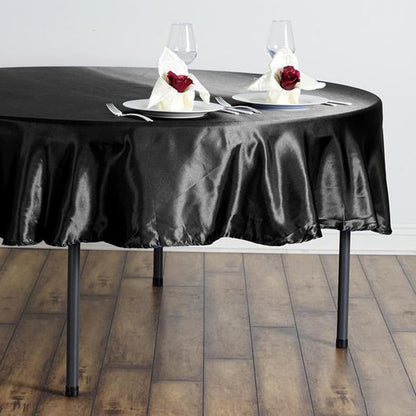 90 inch round tablecloth, satin tablecloth, tablecloth for round table, circular tablecloth, decorative round tablecloths#color_black
