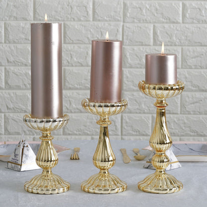 Glass Pillar Candle Holders, Decorative Candle Holder Set, Mercury Glass Pillar Candle Holders, Pillar Candle Stand, Pillar Candle Holder Set#color_parent