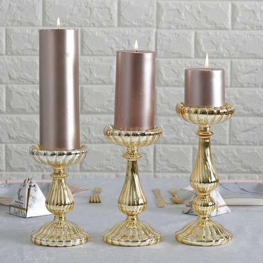 Glass Pillar Candle Holders, Decorative Candle Holder Set, Mercury Glass Pillar Candle Holders, Pillar Candle Stand, Pillar Candle Holder Set#color_parent