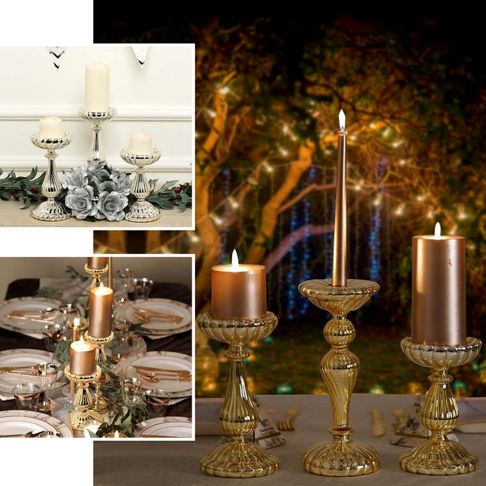 Glass Pillar Candle Holders, Decorative Candle Holder Set, Mercury Glass Pillar Candle Holders, Pillar Candle Stand, Pillar Candle Holder Set#color_parent
