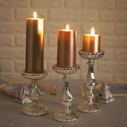 Glass Pillar Candle Holders, Decorative Candle Holder Set, Mercury Glass Pillar Candle Holders, Pillar Candle Stand, Pillar Candle Holder Set#color_parent