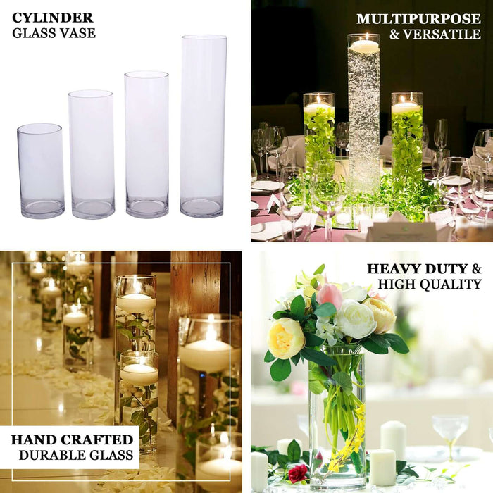 glass cylinder vases, clear cylinder vases, cylinder vase set, tall glass vases, clear glass vases, centerpiece vases, wedding vases, premium glass vases#color_parent
