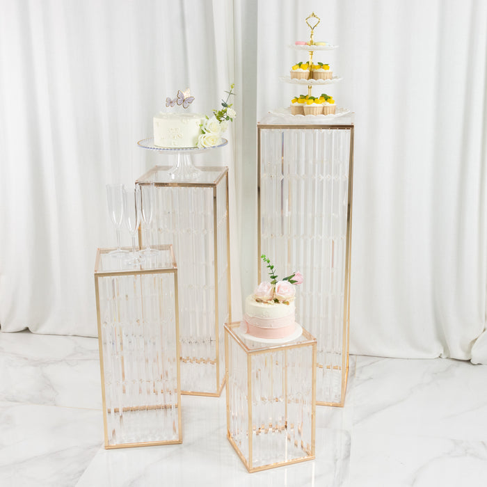 pedestal stands, metal pedestal riser, crystal pendant pedestal, riser, pedestal, display stand, rectangular display riser#color_gold