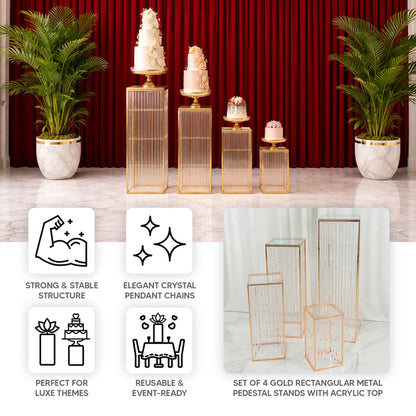 pedestal stands, metal pedestal riser, crystal pendant pedestal, riser, pedestal, display stand, rectangular display riser#color_gold