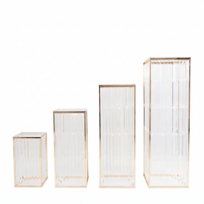 pedestal stands, metal pedestal riser, crystal pendant pedestal, riser, pedestal, display stand, rectangular display riser#color_gold